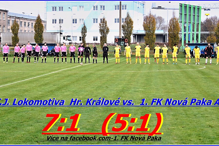 11.05 - 1. B třída sk. A - LOKO HK - N.Paka Sobotka Michal (domácí): Dnešní utkání přineslo jasnou převahu našeho mužstva.V samém začátku utkání jsme vstřelili...