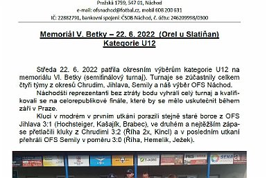 Memoriál V. Betky semifinále Chrudim 22.6.2022 1.místo_a